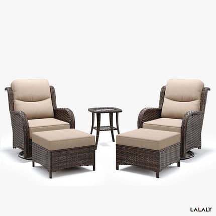 Lalaly Swivel Glider Conversation Set with Ottomans – Comfortable Outdoor Patio Seating