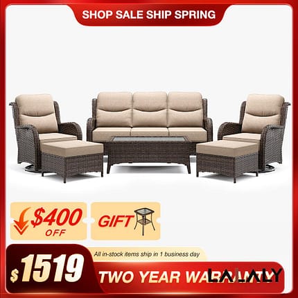 Lalaly 6-Piece Outdoor Sofa Set – Stylish and Comfortable Patio Furniture Collection