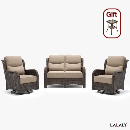 Lalaly 3-Piece Outdoor Loveseat Set – Modern Patio Seating for Two