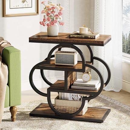 Surrena 24" Narrow 4-Tier End Table – Sofa Side Table with Unique Frame