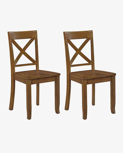 RosyRuby X-Back Dining Chairs – Set of 2 Wooden Farmhouse Seats